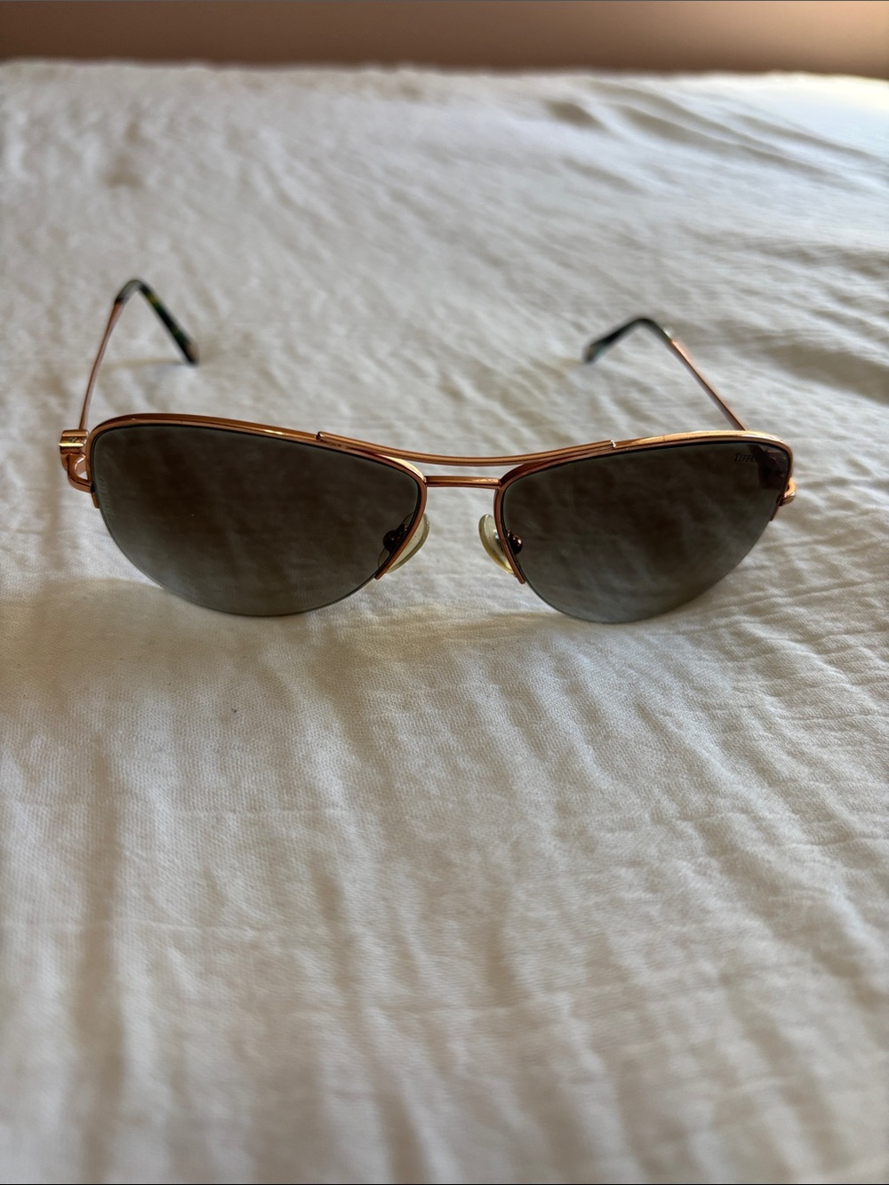 Tiffany & Co. Rose Gold Frame Sunglasses with heart accent on sides